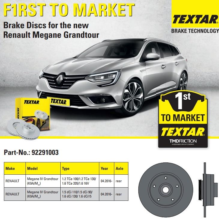 Brzdové kotúče Textar pre nový Renault Megane Grandtour