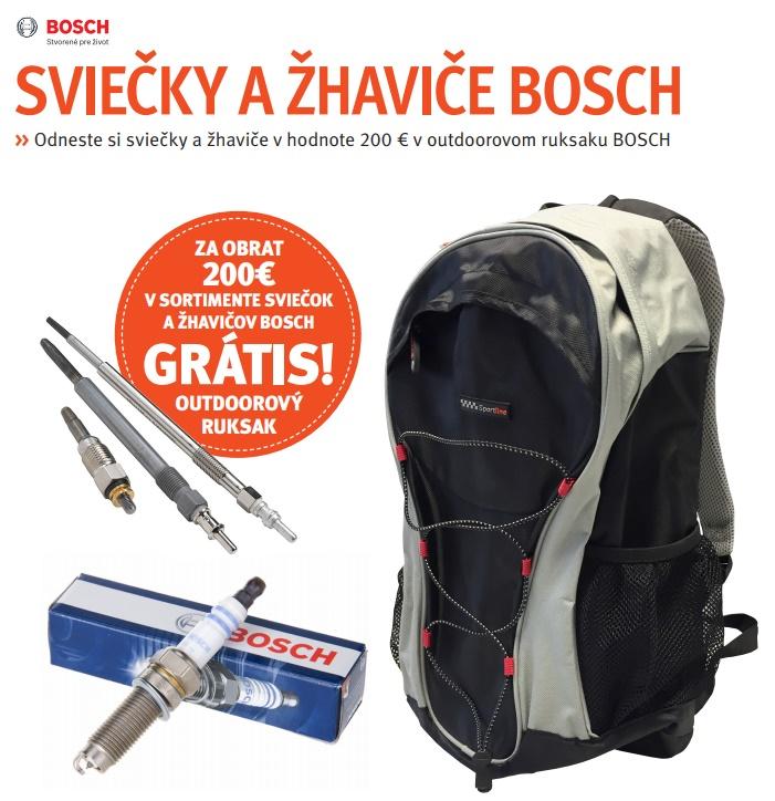 Za obrat 200€ v sortimente sviečok a žhavičov Bosch grátis! outdoorový ruksak