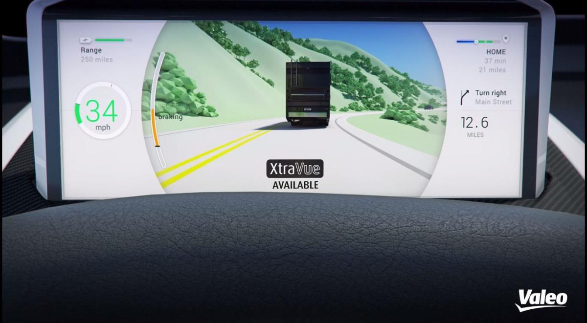 Valeo XtraVue využívá telematickou anténu instalovanou na vozidle zkombinovanou s laserovým skenerem a kamerovým systémem Valeo