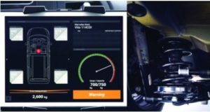 Zařízení NSK pro měření zatížení přenáší údaj o hmotnosti nákladu bezdrátově do palubního systému vozidla nebo do mobilního telefonu