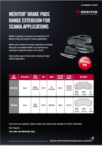 BREN: Nové brzdové desky Meritor pro vozy Scania
